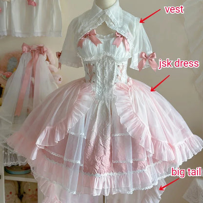 vzyzv  -  Original Design Lolita Light Flower Wedding Dress Super Fairy Elegant Jsk Sling Dress Prom Party Dress