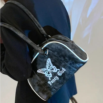 vzyzv  -  Personality Sweet Butterfly Letter Embroidery Handbags Vintage Punk Y2k Shoulder Bags Korean All Match Trendy Underarm Bag Women