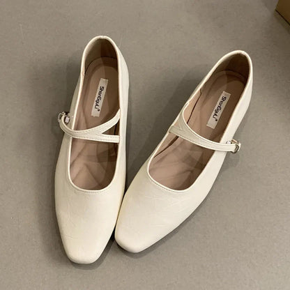 vzyzv  -  Fashion Mary Jane Single shoes Flats Shoes Elegant Classic Retro Square Toe Comfortable Soft Shallow Cut Low Heels Women's Shoes