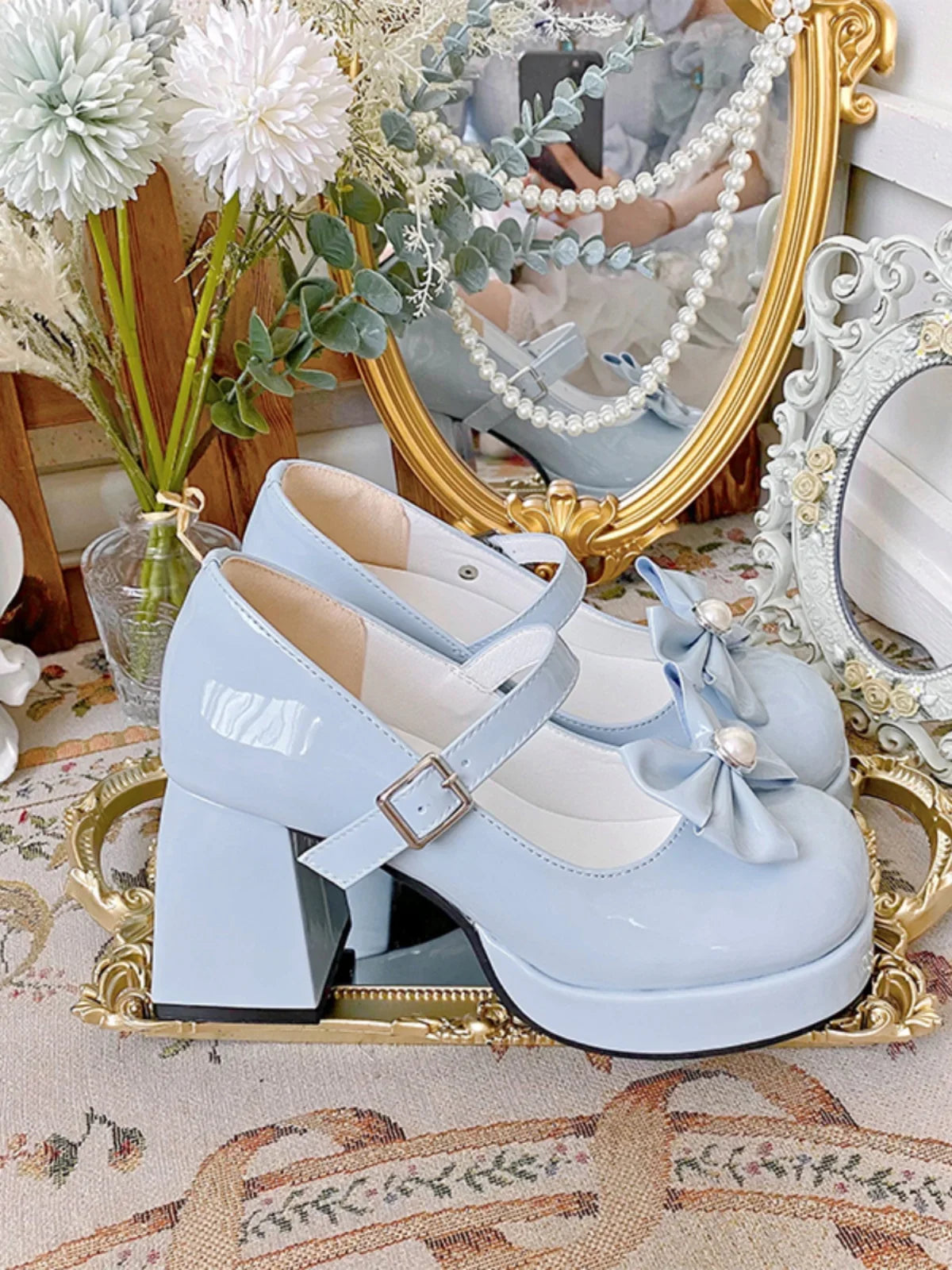 vzyzv  -  Sweet Original Lolita High Heels Japanese Cute Thick Sole Elevated Round Toe Lolita Medium Heels Lo Shoes Female