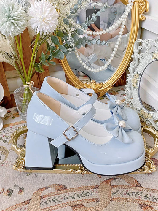 vzyzv  -  Sweet Original Lolita High Heels Japanese Cute Thick Sole Elevated Round Toe Lolita Medium Heels Lo Shoes Female