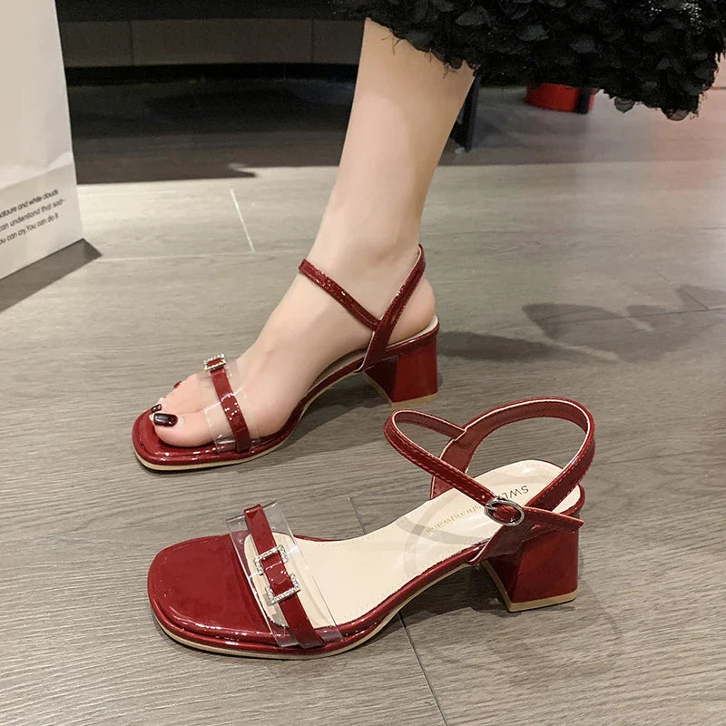 vzyzv -  Female Sandal Summer Comfort Shoes for Women Open Toe Espadrilles Platform Clear Heels Buckle Strap Med Girls Peep High Bei