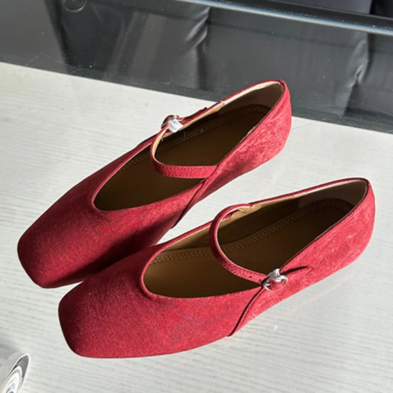 TAVIMART  -  Autumn New Brand Women Flats Shoes Fashion Square Toe Shallow Mary Jane Shoes Soft Casual Ballet Shoes Slingback Shoe Mujer