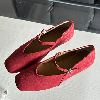 TAVIMART  -  Autumn New Brand Women Flats Shoes Fashion Square Toe Shallow Mary Jane Shoes Soft Casual Ballet Shoes Slingback Shoe Mujer