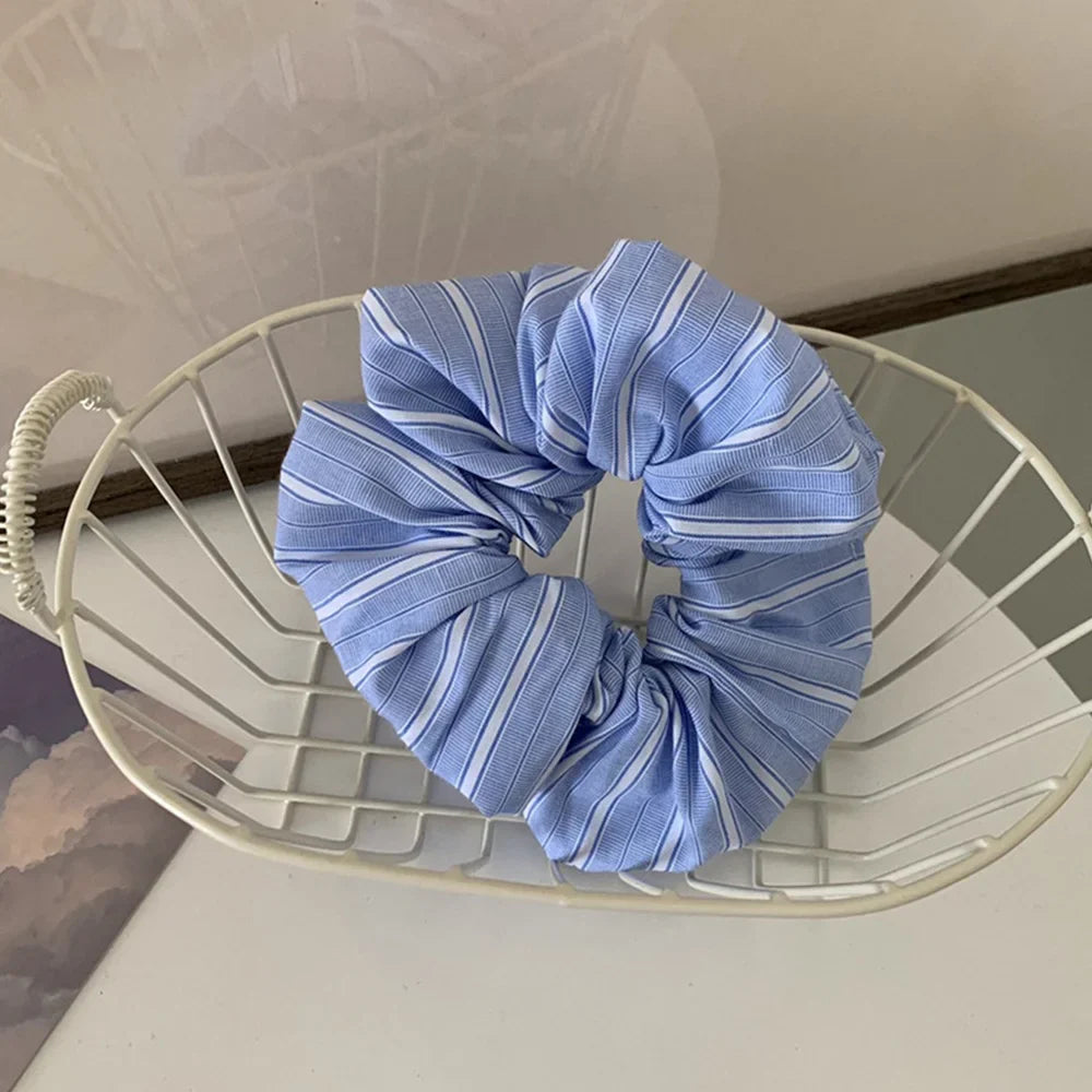 vzyzv  -  Korean Style Blue White Stripe Large Intestine Hair Ring Girl Head Rope Hair Tie Women Scrunchies Headwear INS Style Hair Rope