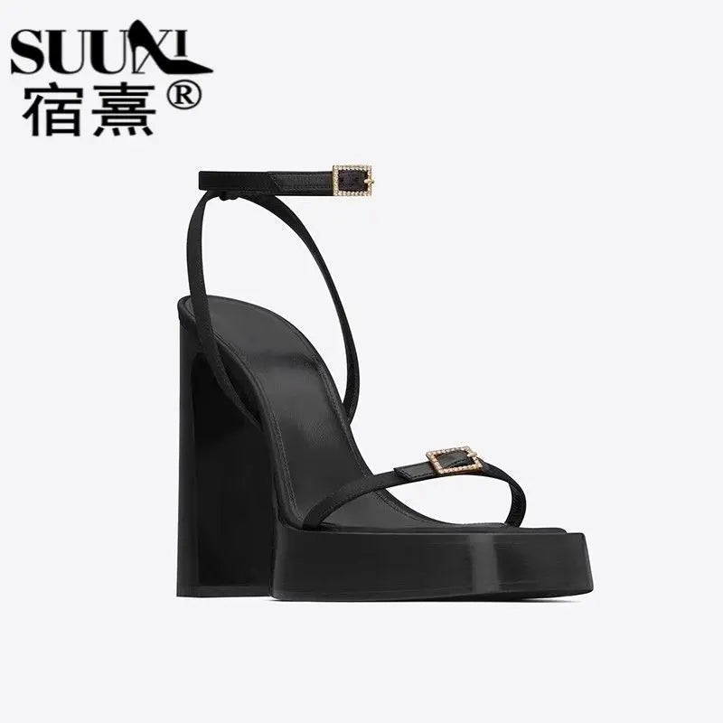 vzyzv -  Summer Platform High Heels Women's Thick-heeled Rhinestone High-heeled Sandals Designer Sandals