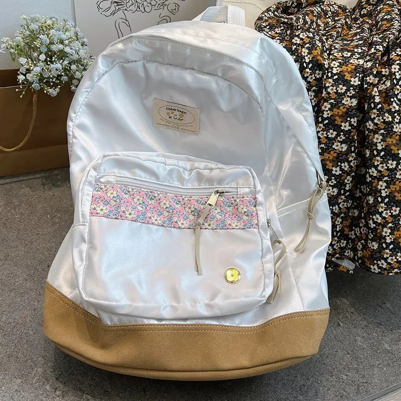 vzyzv  -  Korean Laser Floral Backpack for Students Japanese High School Versatile Backpack INS Style Girls Backpacks