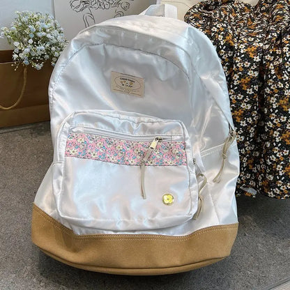 vzyzv  -  Korean Laser Floral Backpack for Students Japanese High School Versatile Backpack INS Style Girls Backpacks