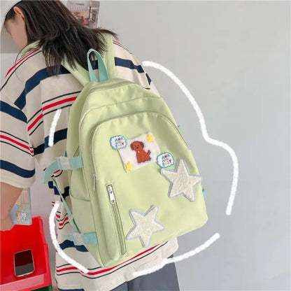 vzyzv  -  Japanese Cartoon Dog Star Patchwork Backpack Korean Y2k Cute High-capacity Sweet Girl Schoolbag Fahion Mochilas Para Mujer