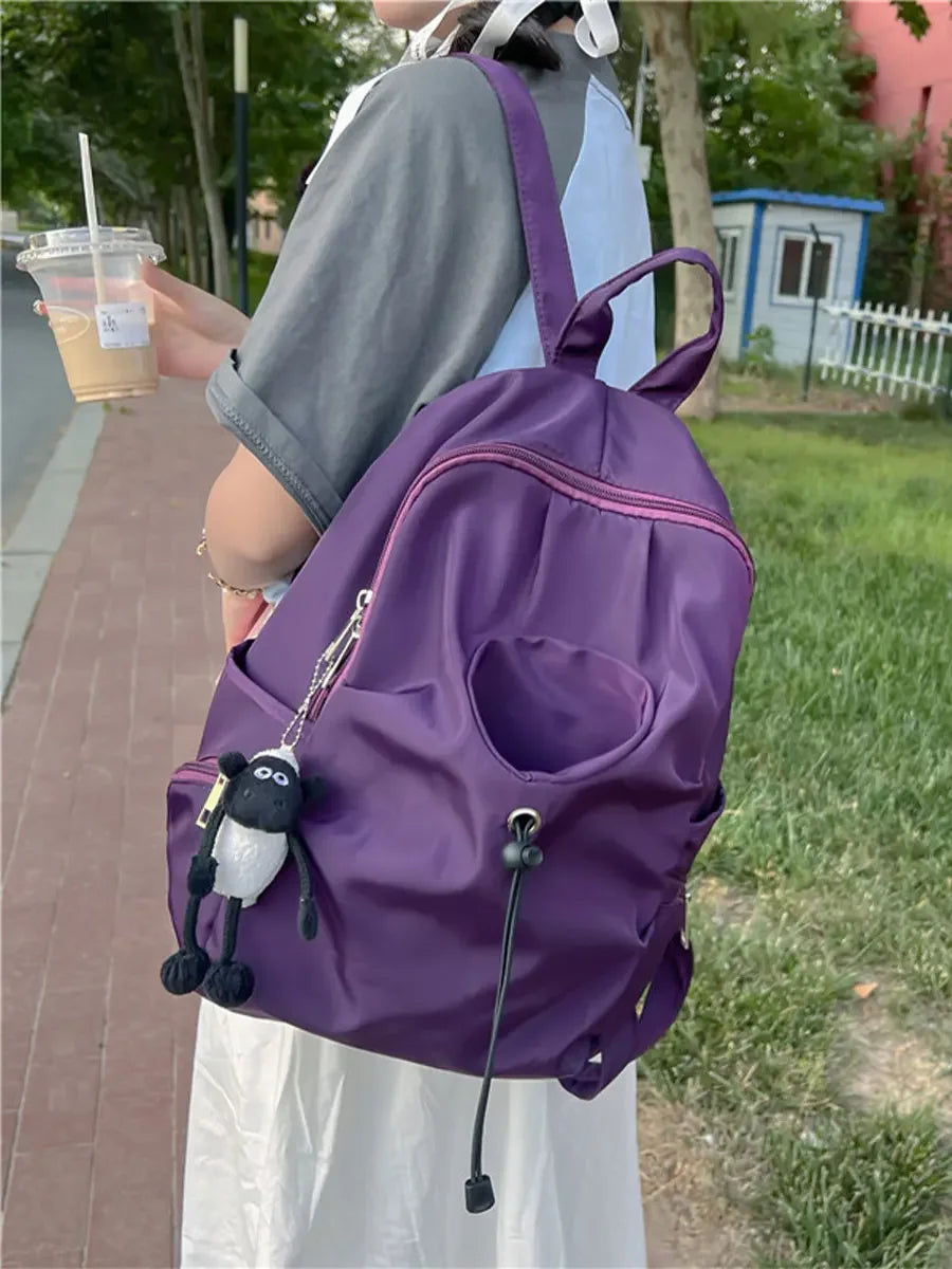 vzyzv  -  Korean Fashion Commuter Women Backpack LightWeight Nylon Fabric Backpack for Women Causal School Travel Female Small Bag