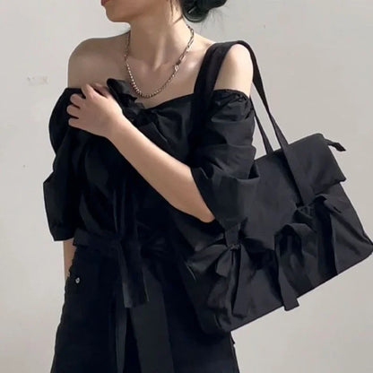 vzyzv  -  Y2k Aesthetic Fashion Chic Bow Shoulder Handbags Korean Trendy All Match Underarm Bag Simple Women Laptop Bags Streetwear Casual