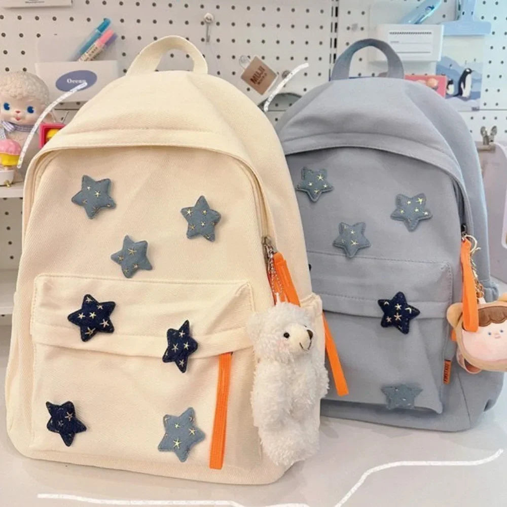 vzyzv  -  Japanese Cute Girl Star Patchwork Aesthetic Backpack Y2k All Match Canvas School Backpack for College Students Girl Mochilas