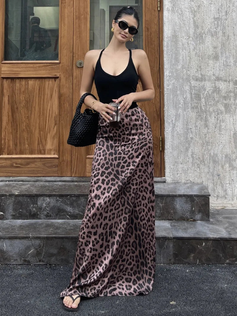 vzyzv -  Sexy Leopard Print Half Length Skirt For Women's Summer New High Waist Slim Fashion Long Skirts Sweet Korean Women 2024 New 7KN