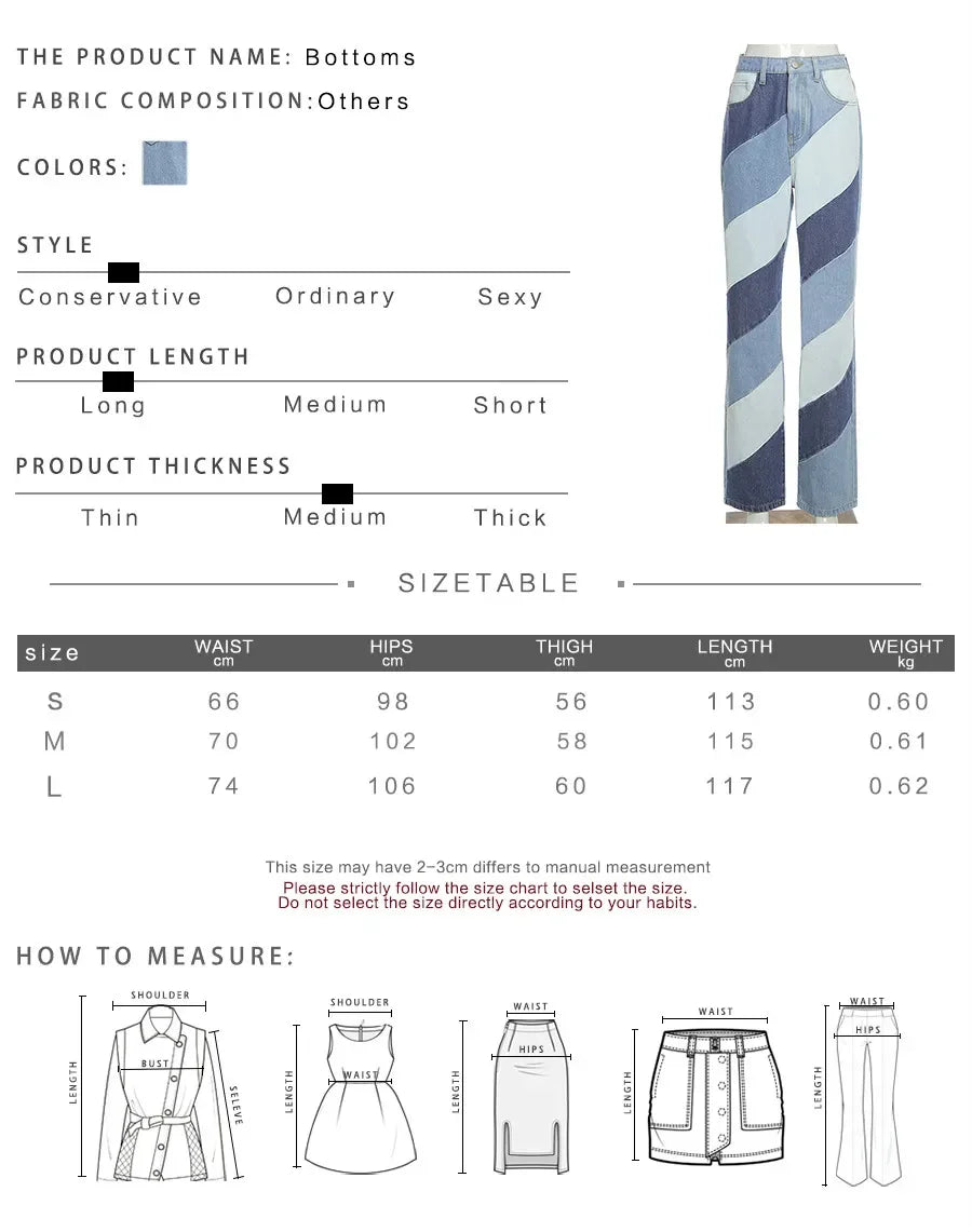 vzyzv  -  Fashion Y2K High Waist Pants Cotton Women Retro Striped Patchwork Loose Jeans Pocket Casual Street Clothing Slim Denim Pants