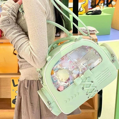 vzyzv  -  Transparent Kawaii Cute Bow Shoulder Bags Luxury Design Y2k Fashion Ita Bag Casual Sweet Women Ins All Match Purses and Handbags