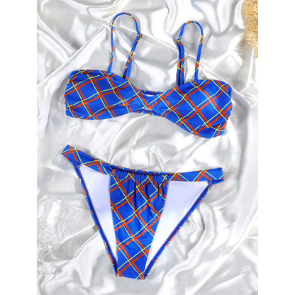 vzyzv -  Swimwear Plaid Women Bikinis Pleated Swimwear Sexy Bathing Suit Thongs Micro Biquinis 2024 Summer Beachwear