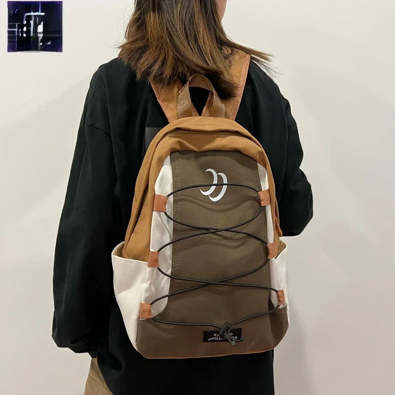 vzyzv  -  Korean Fashion Travel Rucksack Y2k Aesthetic Contrasting Color All Match Sports Mountaineering Knapsack Casual School Backpack