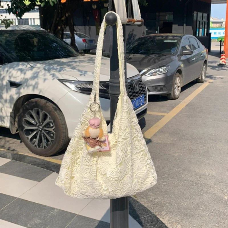 vzyzv  -  Y2k Aesthetic Fairy Elegant Women Handbags High-capacity Casual Sweet Lace Shoulder Underarm Bag All Match Ins Fashion Tote Bags