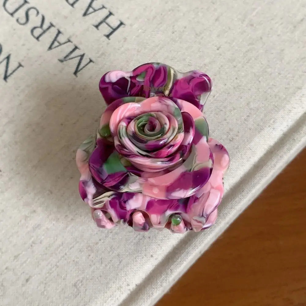 vzyzv  -  Personalized Acetic Acid Rose Hair Claw Cute Hairpin Grab Clip Flower Hair Clip Candy Color Headdress Small Shark Clip Girl