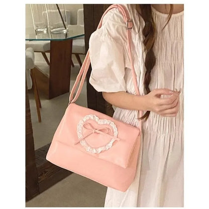 vzyzv -  Pink Sweet Shoulder Bag for Women Love Heart Fashion Large Capacity Casual Armpit Bag Elegant Harajuku Literary Handbag