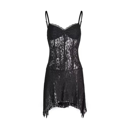 vzyzv  -  Sexy Lace See-through A-shape skirt Slim bottom slip dress