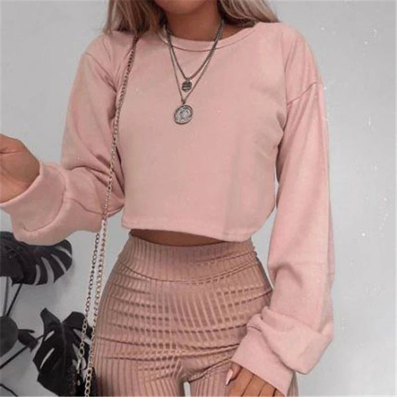 vzyzv  -  Women Autumn Fashion Street harajuku Hoodies and Sweatshirt Elegant Crop top Ladies Pullover Loose truien dames Streetwear