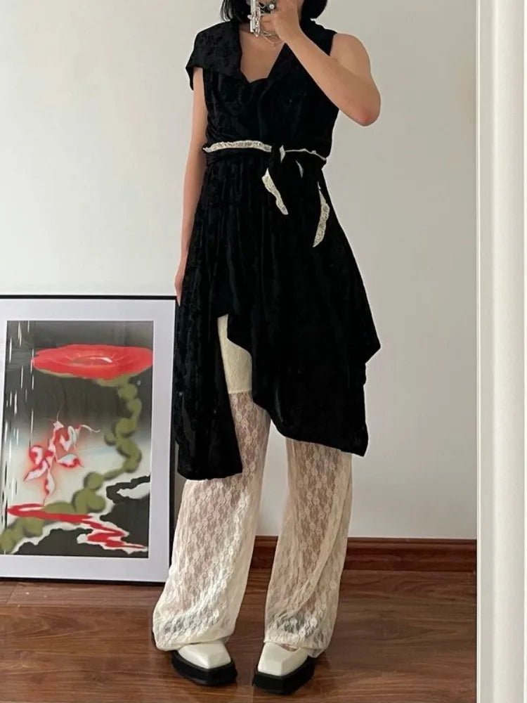 vzyzv  -  Vintage Y2k Lace Pants Youthful Woman Coquette Elegant Korean Fashion Trousers Japanese 2000s Style  Aesthetic Summer