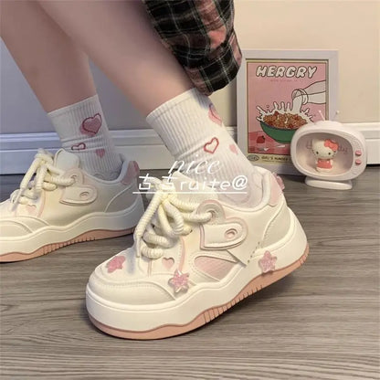 vzyzv -  Kawaii Pink Women Shoes Platform Female Sneakers Skateboard Tennis Flats Spring Summer 2024 Casual Basket Korean Vulcanize