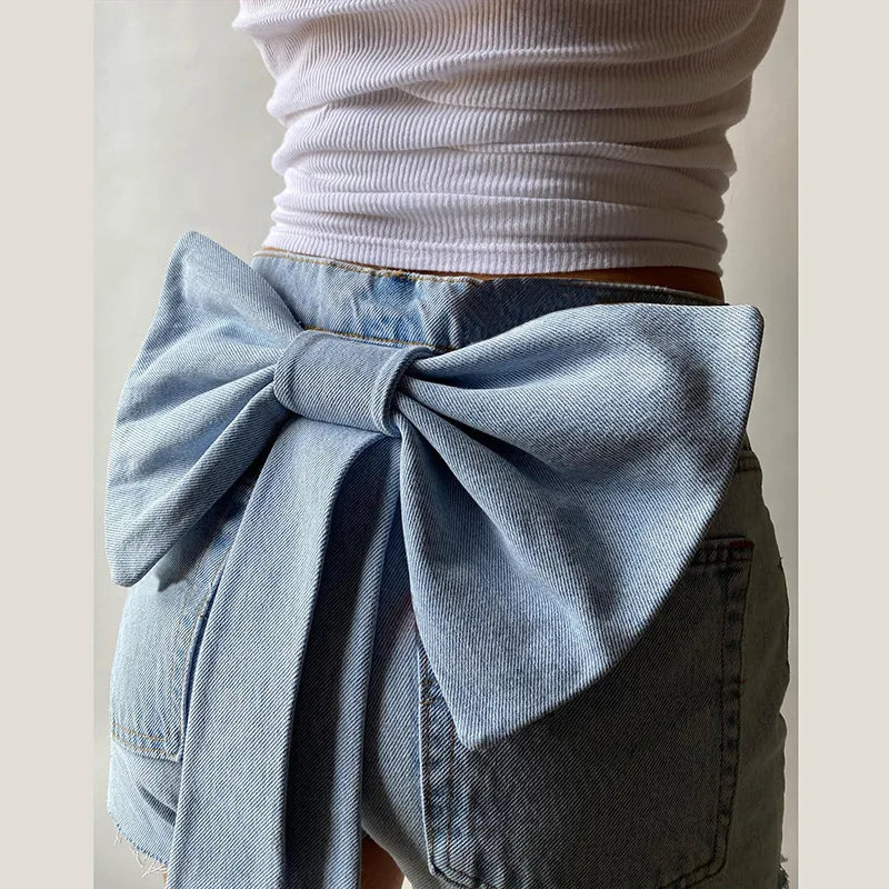 vzyzv -  Sexy Hot Girl Big Bow Denim Shorts For Women Slim Fit High Waisted Fashion Patchwork Shorts Female Summer New Y2K Clothes