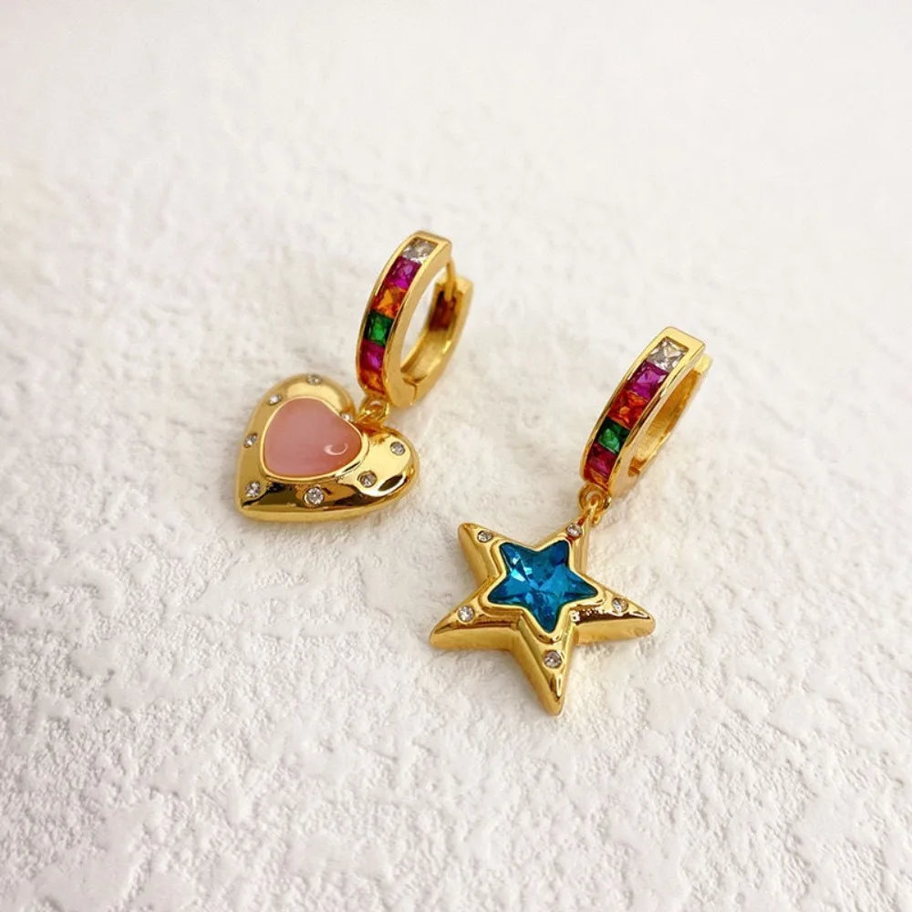 vzyzv  -  Fairy Temperament Sweet French Vintage Luxury Zircon Ear Stud Women Earrings Korean Style Earrings Star Pendant