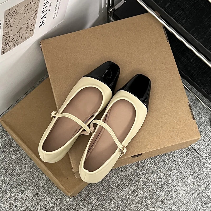 vzyzv  -  Retro Simple Square Head Low Heel Mary Jane Shoes for Ladies Spring Autumn Comfortable Lovely Heels Shoes for Women