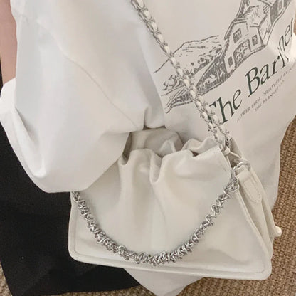 vzyzv  -  Trendy Solid Fashion Simple Pleated Shoulder Bags Women Y2k Aesthetic Elegant Chain Handbags Office Lady All Match Underarm Bag