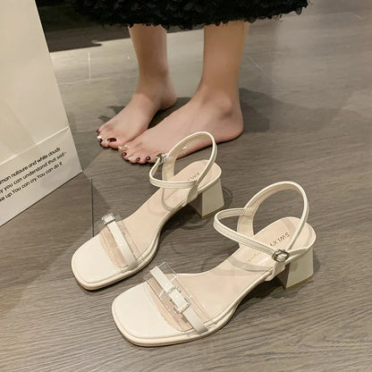 vzyzv -  Female Sandal Summer Comfort Shoes for Women Open Toe Espadrilles Platform Clear Heels Buckle Strap Med Girls Peep High Bei