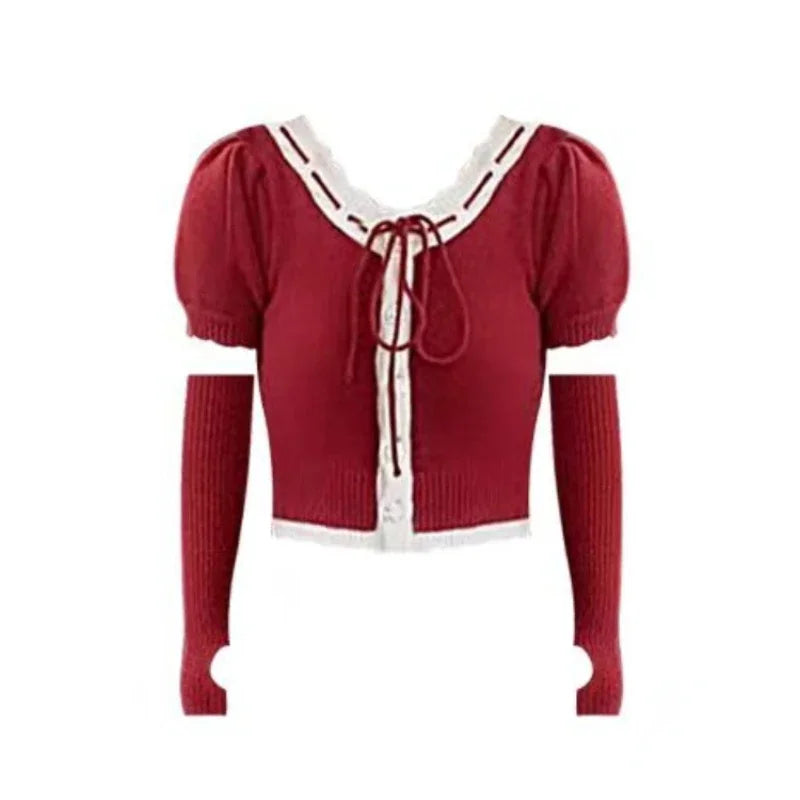 vzyzv  -  Autumn Winter New Christmas Red Skirt Suit Women Casual Slim Blouse + Y2k Mini Skirt Sweet Fashion 2 Piece Skirt Set Female