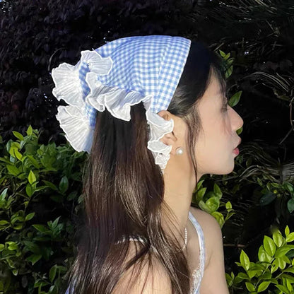 vzyzv -  French Sweet Lace Headscarf Hair Band Women Korean Vintage Headscarf Triangle Scarf Summer Street Elegant Girl Headband