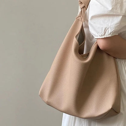 vzyzv  -  Korean Fashion Womens Shoulder Bag Apricot Elegant Gentle Summer Large Capacity Leather Tote Bag Casual Daily New Handbag