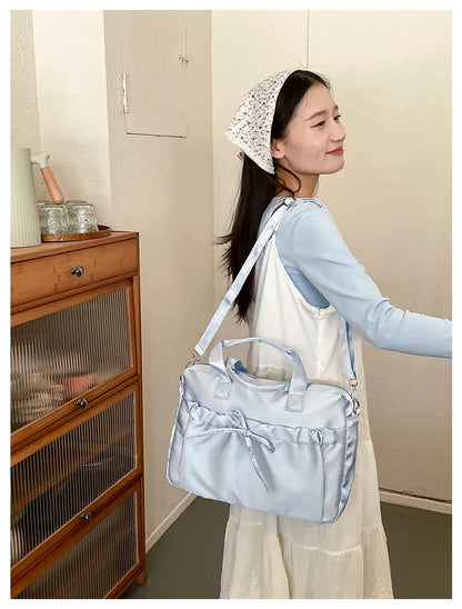 vzyzv  -  Vintage All Match Fashion Pleated Women's Handbags Y2k Aesthetic Trendy Simple Shoulder Bag Casual New Korean Bow Crossbody Bags