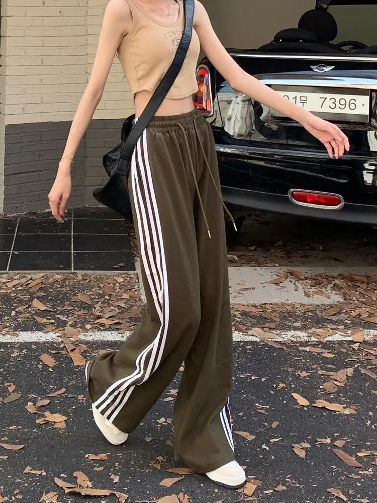 vzyzv -  Sports Pants for Women Y2k Fashion Stripe Patchwork Casual Sweatpants Harajuku Summer Wide Leg Trousers Oversize Joggers