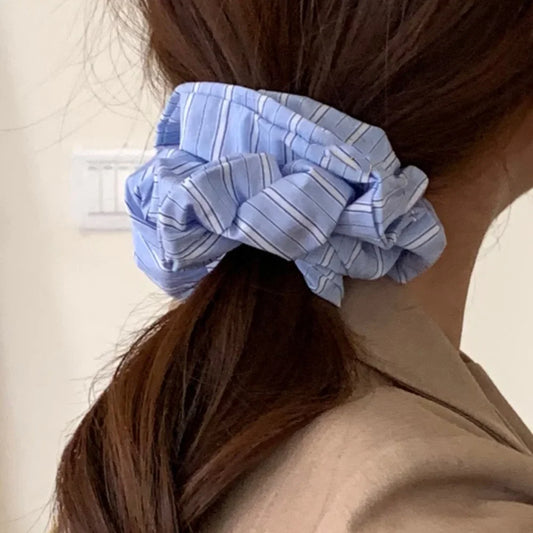 vzyzv  -  Korean Style Blue White Stripe Large Intestine Hair Ring Girl Head Rope Hair Tie Women Scrunchies Headwear INS Style Hair Rope