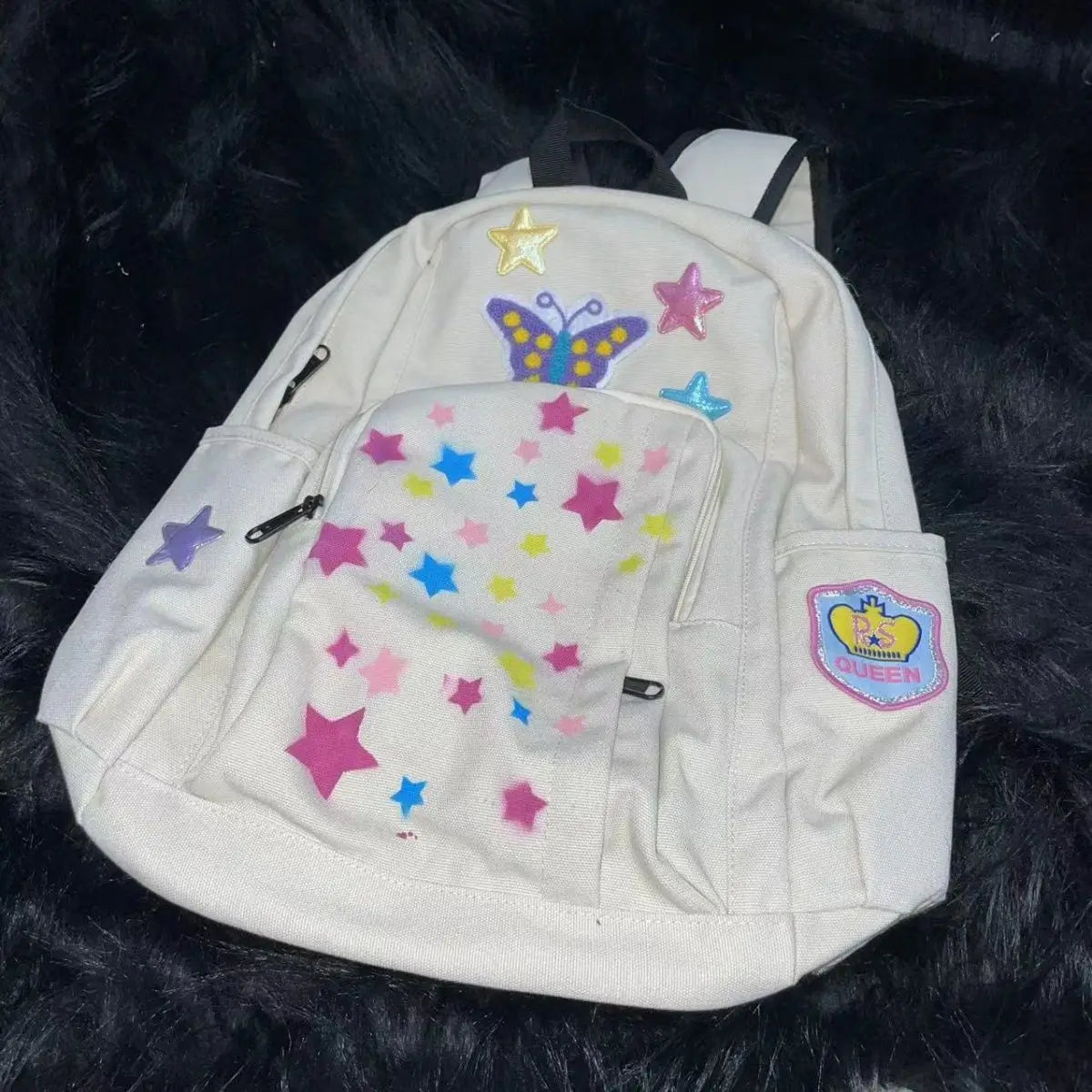 vzyzv  -  Korean Y2k Butterfly Star Print Aesthetic High-capacity Backpacks Casual Cute Cool Canvas Bag Sweet Trendy Girl Schoolbags