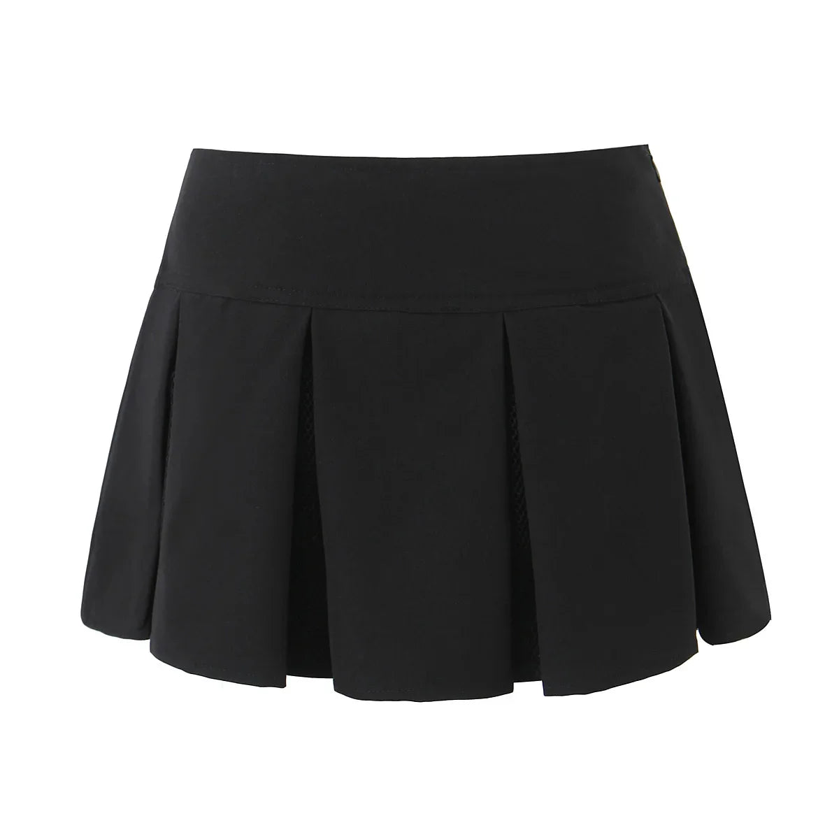 TAVIMART  -   Women Black Spliced Mesh Pleated Low Waist Skirt Bow Folded A-line Short Skirt Saia Mini Skirt Cool Girl Y2K American Retro