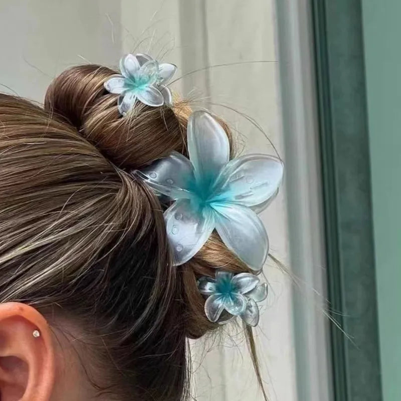 vzyzv -  Summer Candy Color Flower Hair Claw Acrylic Gradient Flower Non-slip Hair Clip for Women Girls Beach Vacation Ponytail Hairpins