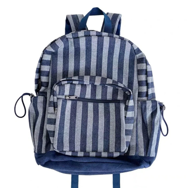 vzyzv  -  Fashion Stars Striped Large Capacity Backpack Casual Schoolbag Handbag Student Leisure Travel Backpack