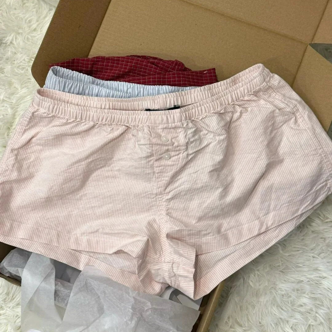 vzyzv -  Sweet Women Pink Shorts 2024 Fashion Summer Ladies Belted Striped Shorts Female Casual Sports Pants