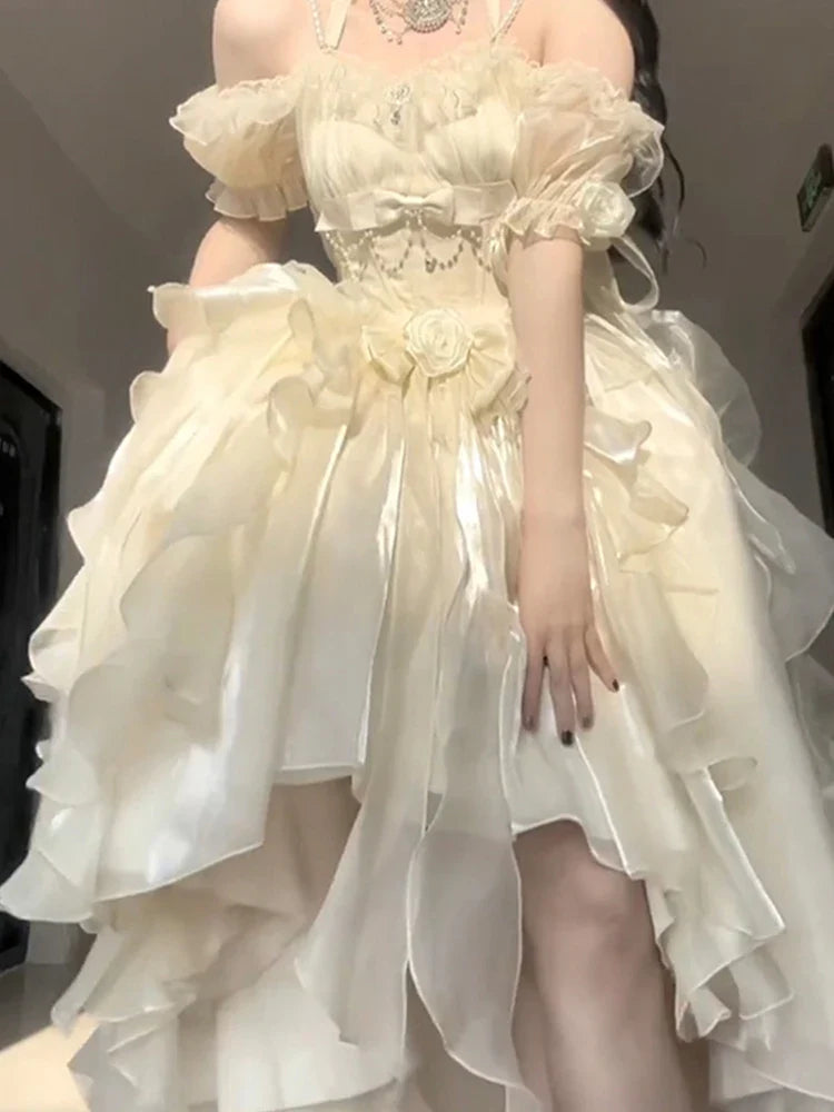 vzyzv  -  Elegant and Noble Generative Color Lolita Flower Wedding Dress Adult Dress JSK Sling Dress