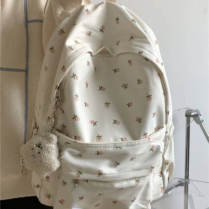 vzyzv  -  Korean Ins Girls Sweet Chic Flower Backpacks High-capacity All Match Y2k Aesthetic Women Bags Fashion Students Preppy Schoolbags