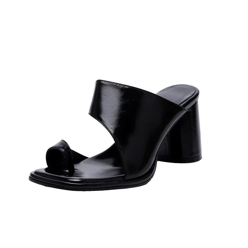 vzyzv  -  Woman Sandals Patent Leather Shoes Woman Chunky Heel 7.5 CM Flip Flops Elegant Ladies Shoes New Summer Sandal