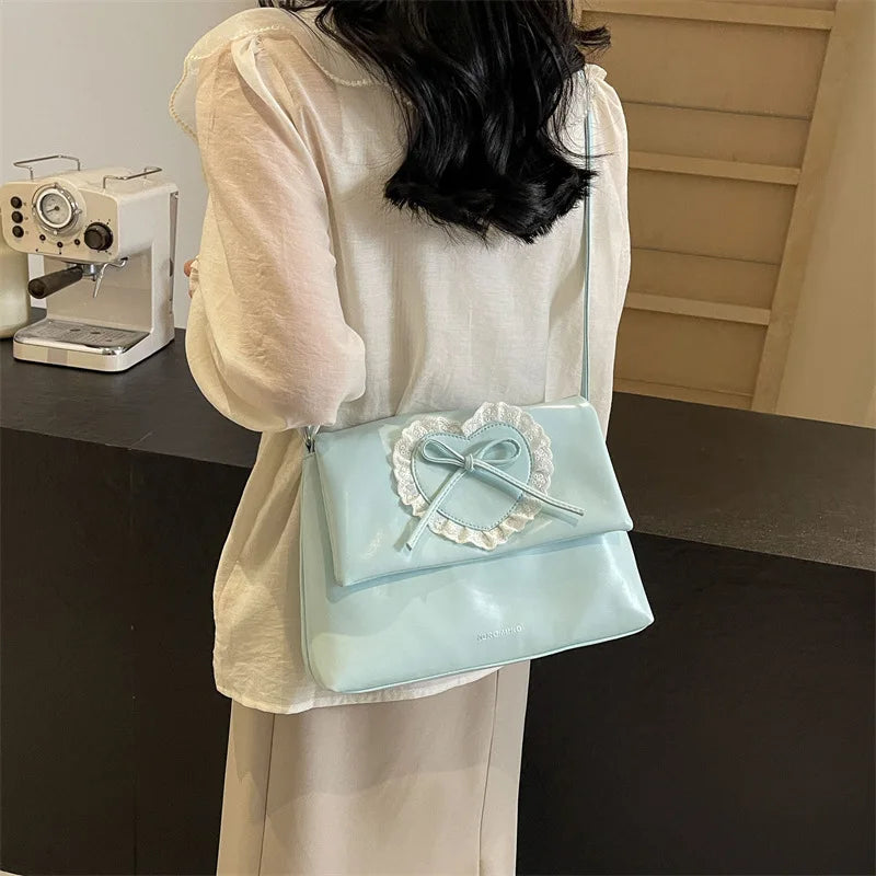 vzyzv -  Pink Sweet Shoulder Bag for Women Love Heart Fashion Large Capacity Casual Armpit Bag Elegant Harajuku Literary Handbag