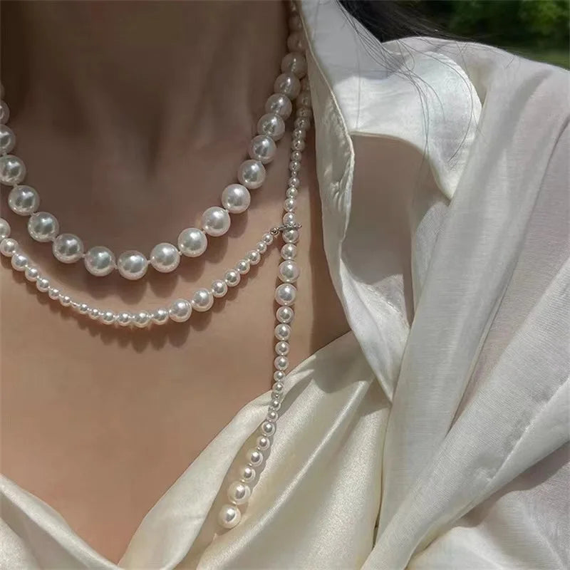 vzyzv  -  Trend Elegant Jewelry Wedding Big Pearl Necklace For Women Fashion White Imitation Pearl Choker Necklace