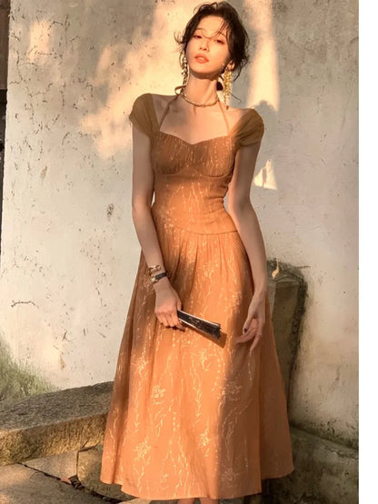 vzyzv  -  Vintage Midi Dress For Women Summer New Elegant Prom Evening Party Vestidos Fashion Female Clothing Office Ladies Dresses